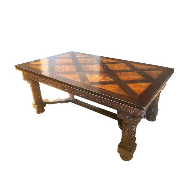 Gothic Revival Oak Draw Leaf Dining Table For Sale - Image 16 of 16