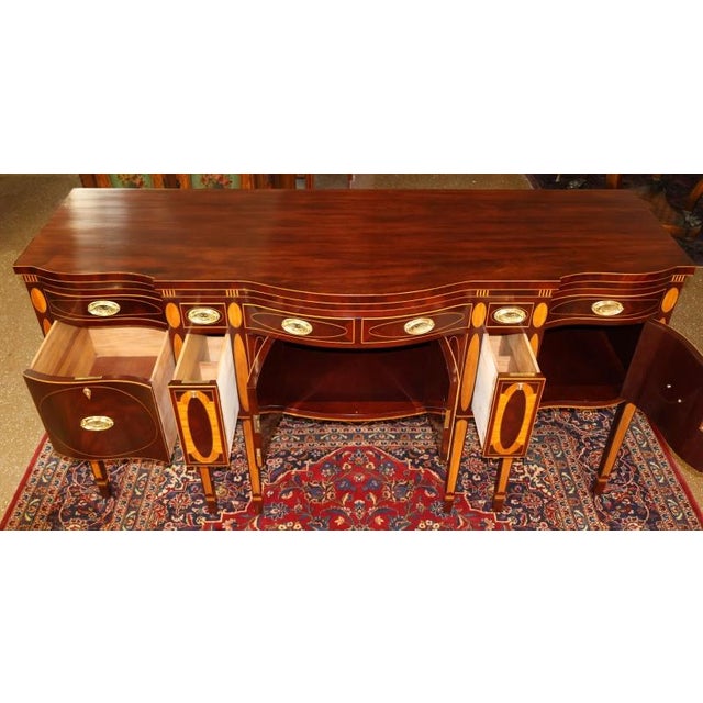 1990s Kindel Masterworks Winterthur Collection Mahogany Inlaid Buffet Sideboard For Sale - Image 9 of 14