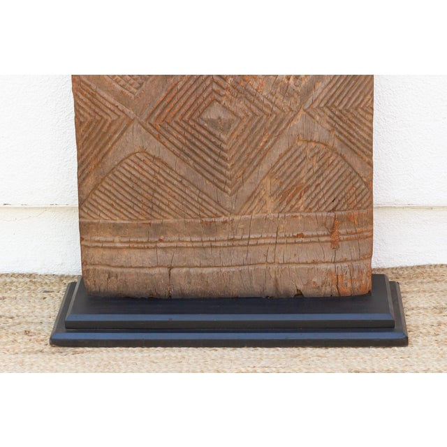 Early 20th Century Ancient Diamond Motif Dogon Door on Stand For Sale - Image 5 of 9