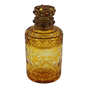 Circa 1920s Czech Gilt Brass & Cut Glass Perfume Bottle