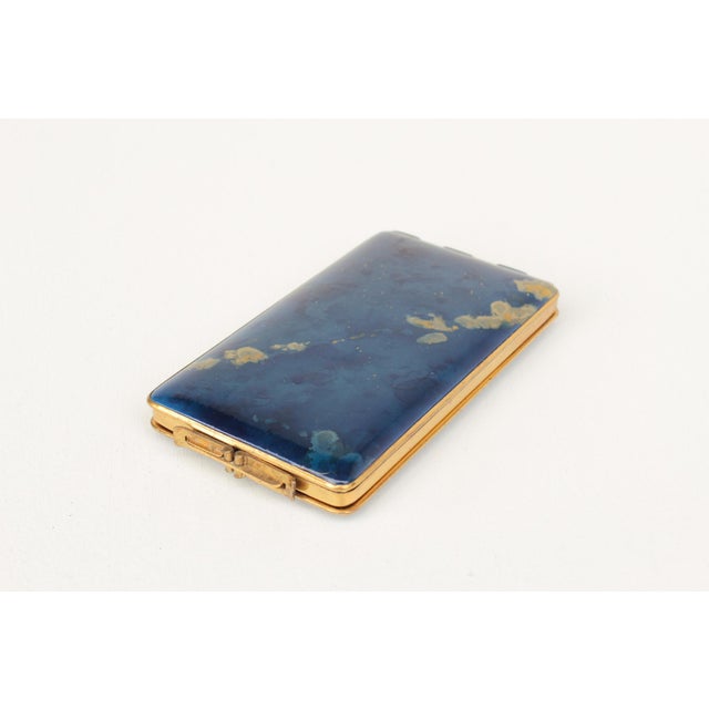 Art Deco Minaudière in Blue Marbled Finish, 1930s For Sale - Image 10 of 10