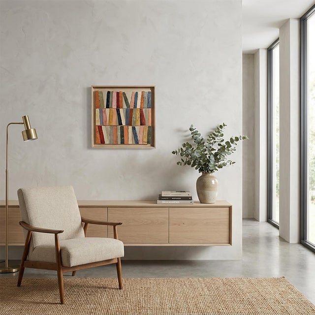 Apricot Partion Coloree, Abstract Library, Contemporary, Framed by Sophie Dumont For Sale - Image 8 of 8