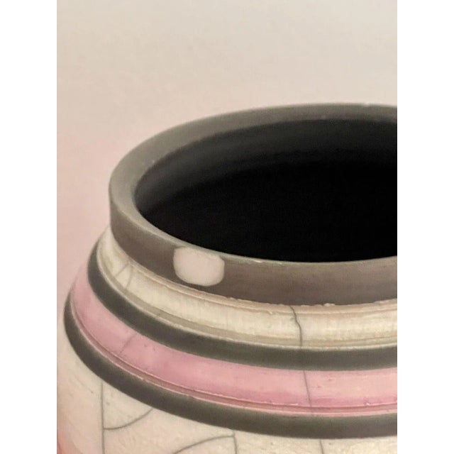 Postmodern 1980s Studio Art Pottery Postmodern Signed Skip Abstract Raku Ceramic Vessel Bowl - Set of 2 For Sale - Image 3 of 9