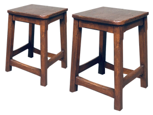 Set of Belgian Hand Crafted Wooden Stools, 1940s