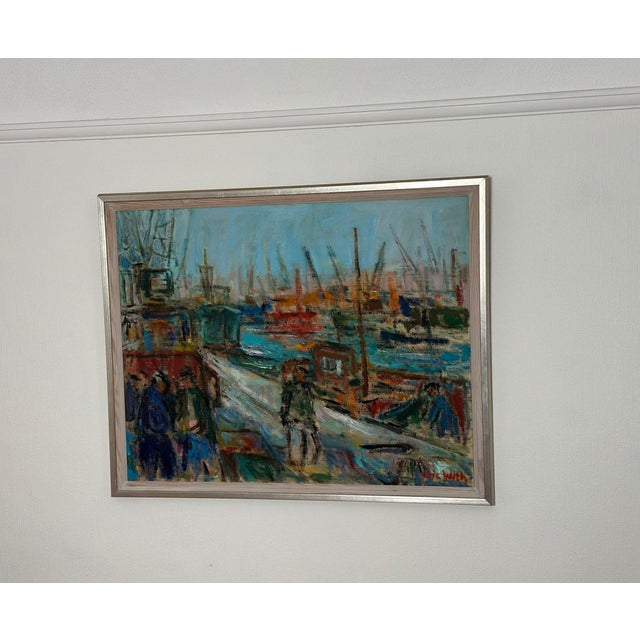 Eric With, Port of Gothenburg, 1960s, Oil on Canvas, Framed For Sale - Image 4 of 18
