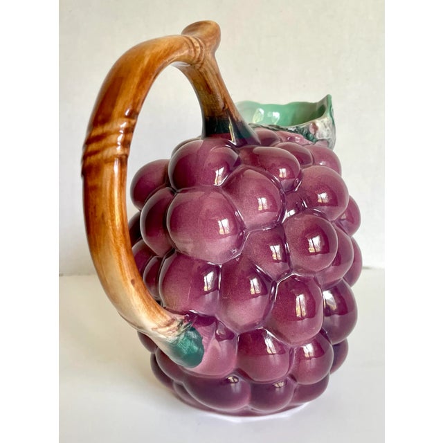 Purple Vintage Italian Grape Figurative Ceramic Pitcher For Sale - Image 8 of 10