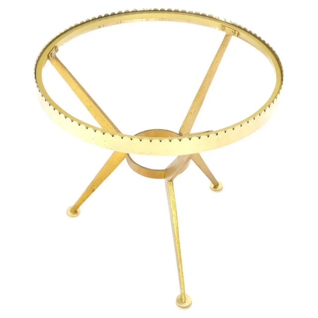 Solid Hammered Brass Tri Legged Studio Artist Made Round Side End Table Pedestal For Sale - Image 13 of 13