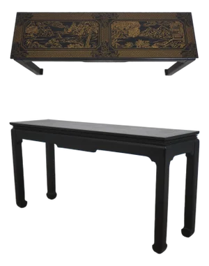 Chinese Black & Gold Decorated Console Table