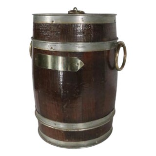 Vintage Oak Wine Barrel Covered Cooler, Circa 1950s For Sale