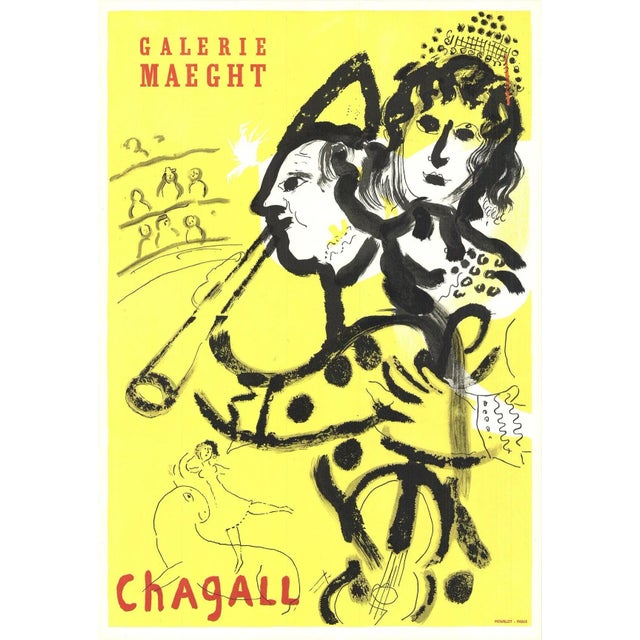 1969 Marc Chagall 'Galerie Maeght' Modernism Yellow, White, Black France Lithograph For Sale