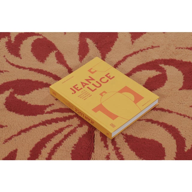 Antique French Art Deco Rug in Red and Blue Floral Medallion- Rug & Kilim For Sale - Image 9 of 9