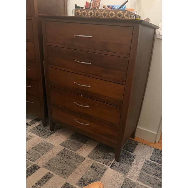Wood 1980s Baronet Solid Maple 5-Drawer Chest / Mid-Century Modern Dresser For Sale - Image 7 of 11