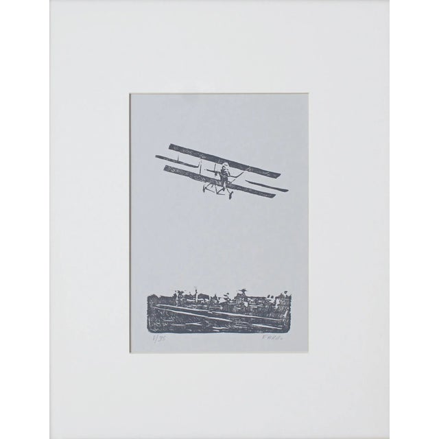 This is an original woodblock print, inspired by the aviator Lincoln Beachey. “Lincoln Beachey” is a limited edition of 35...