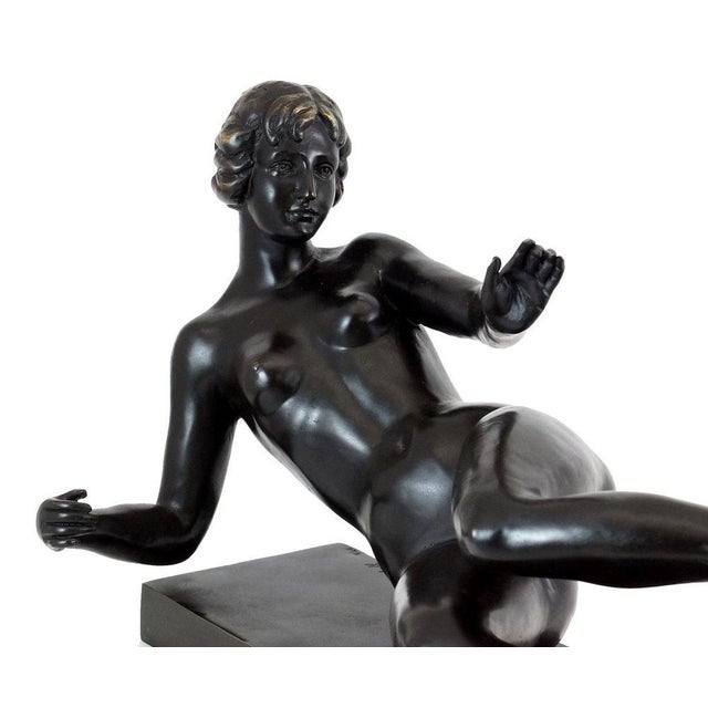Art Deco Style Modern Sculpture, Patinated Bronze For Sale - Image 5 of 7