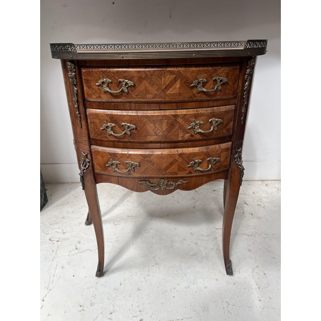 Louis XV Style Marquetry Half-Moon Commode with Cube Base, 1900s For Sale - Image 9 of 11