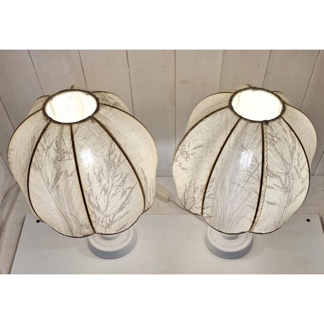 1970s Vintage Bedside Lamps with Wooden Bases and Fabric Shades from Wigö, 1970s, Set of 2 For Sale - Image 5 of 8