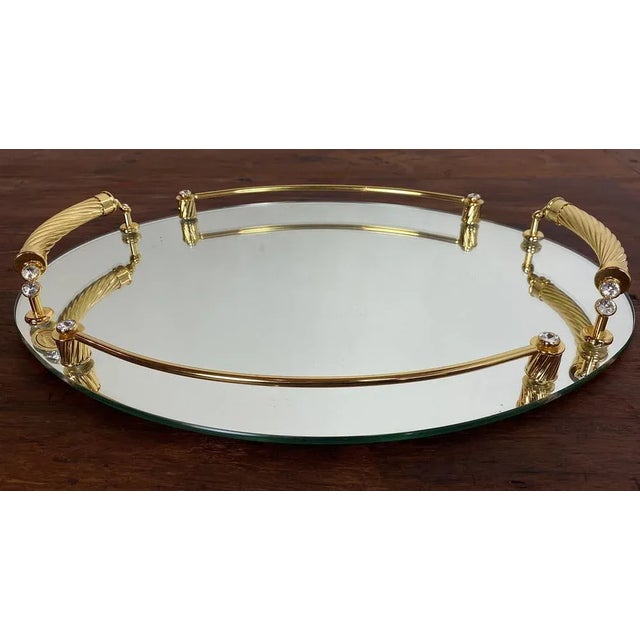 Italian 24-Karat Gold Plated and Brass Tray with Mirror, 1980s For Sale - Image 11 of 11