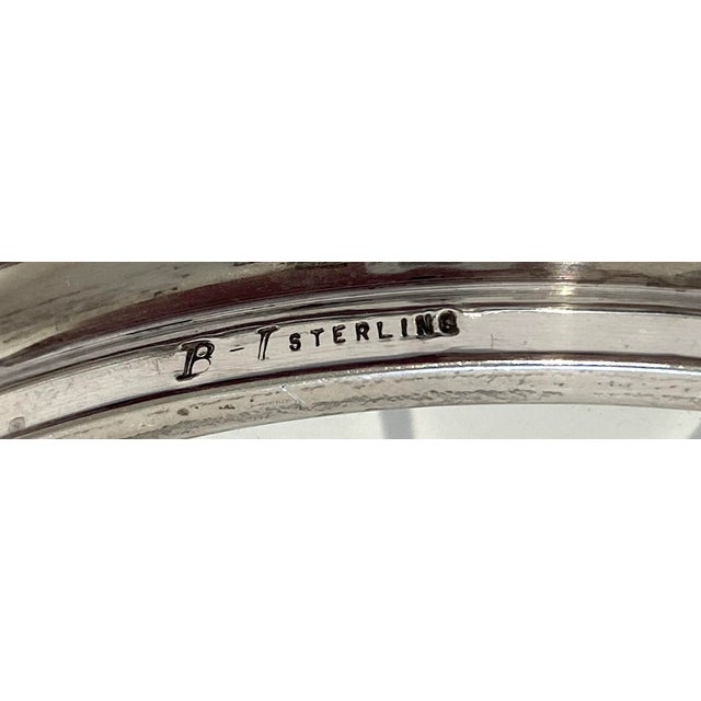 Classic Wine Bottle Coaster in Stirling Silver With Beaded Edge and Cut Crystal from a Palm Beach estate.