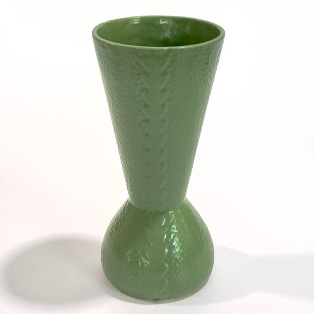 1980s Leafy Green Mixed Conical Vase Curation - Group of 5 For Sale - Image 5 of 13