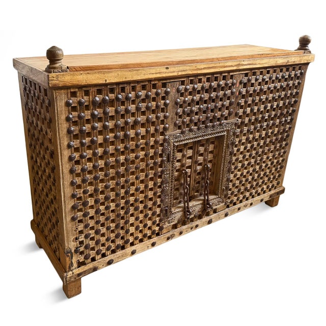 Antique Indian Dowry Chest Tall Bar Cabinet For Sale - Image 4 of 10