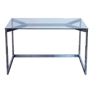 Cb2 Modern Tesso Glass Top Desk For Sale