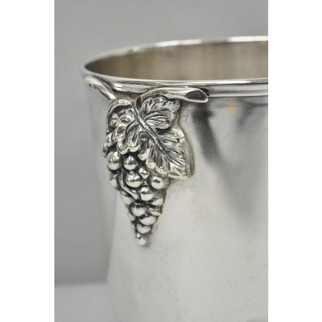 Vintage Mid Century Silver Plated Grapevine Cluster Champagne Chiller Ice Bucket For Sale - Image 9 of 12