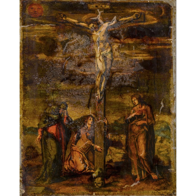 17th Century Italian Religious Painting on Glass For Sale