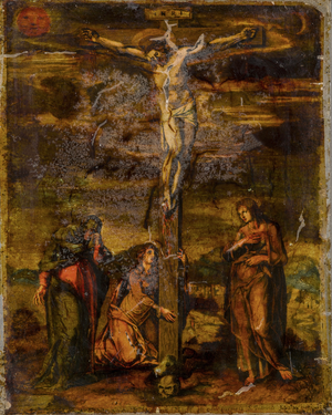 17th Century Italian Religious Painting on Glass