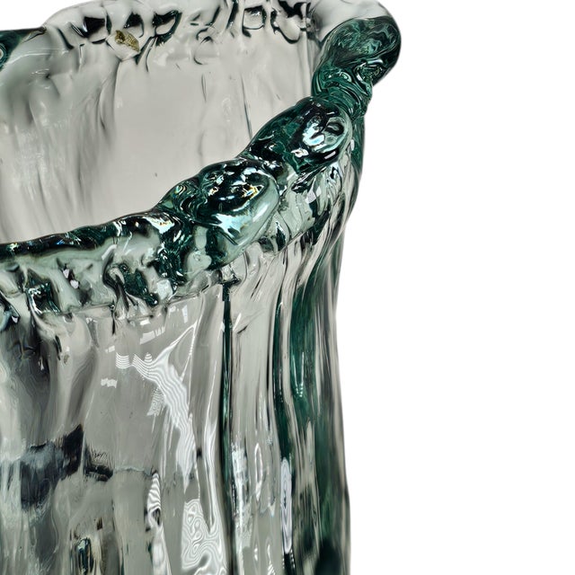 Modern Vidrios San Miguel Studio Authentic 100% Recycled Glass Aqua Seagrass Vase 13" For Sale - Image 3 of 7