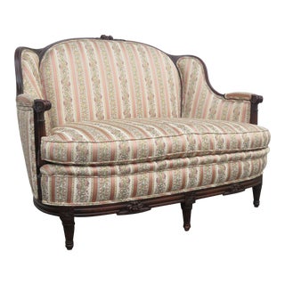 Early 1900s Carved Large Deep Settee Loveseat For Sale