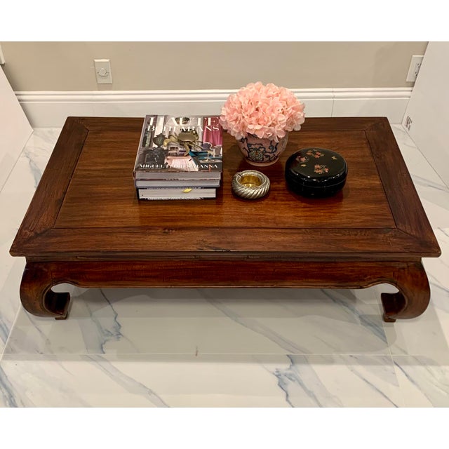 Chinese Ming Dynasty Style Coffee Table With Natural Patina and Chow