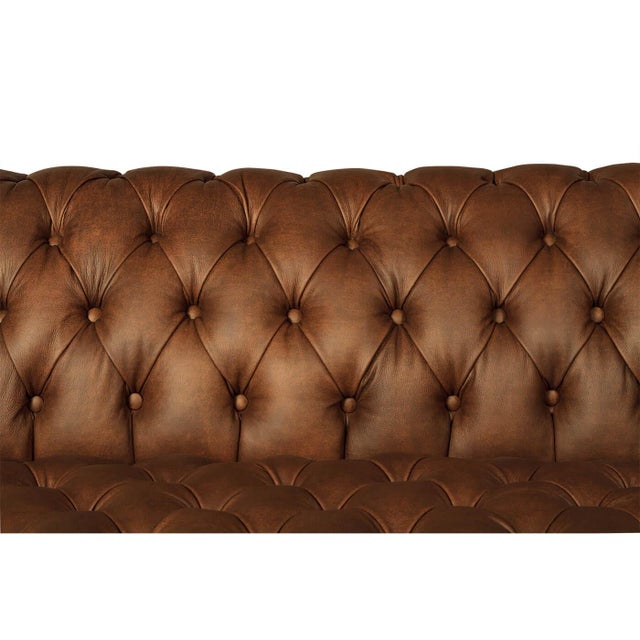 Long Leather Chesterfield Sofa For Sale - Image 4 of 6