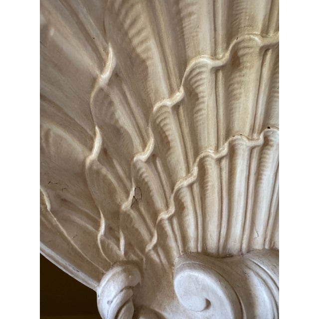 Attributed Grosfeld House 1940’s Hollywood Regency Shell Demi Lune Console Table For Sale - Image 9 of 9