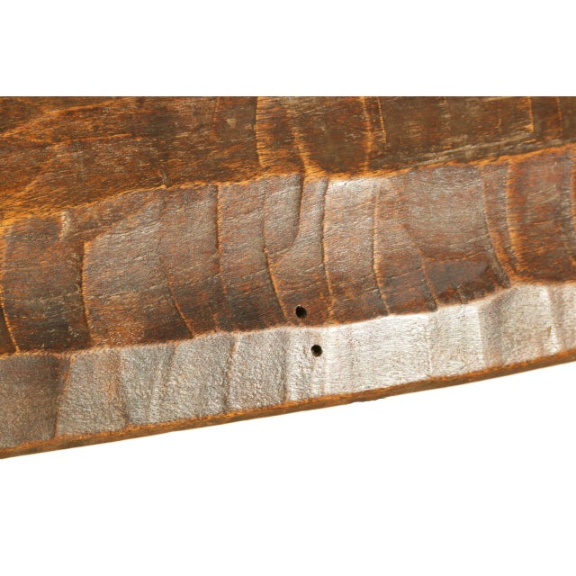 Brown 1960s Tribal Feast Offering Tray, Large Hand Hewn Brown Wood Bowl by the Indigenous Mentawei, Indonesia For Sale - Image 8 of 18
