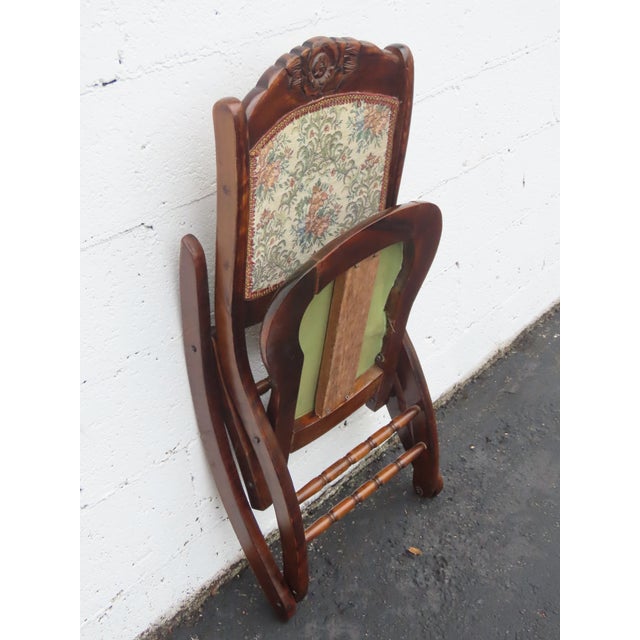 Brown Victorian Early 1900s Solid Wood Folding Rocking Chair 6897 For Sale - Image 8 of 12