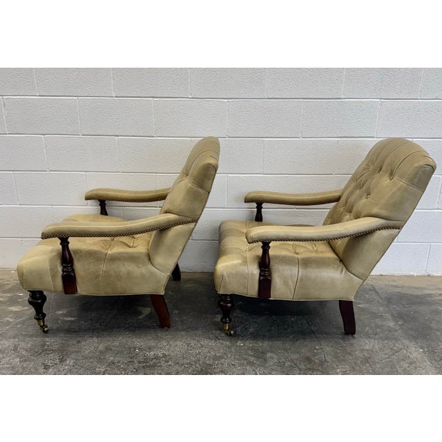 George Smith Edwardian Style Tufted Leather Chairs For Sale - Image 4 of 7