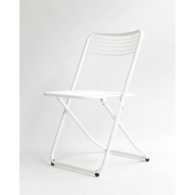 New Cream White Metal Folding Chair For Sale - Image 10 of 13