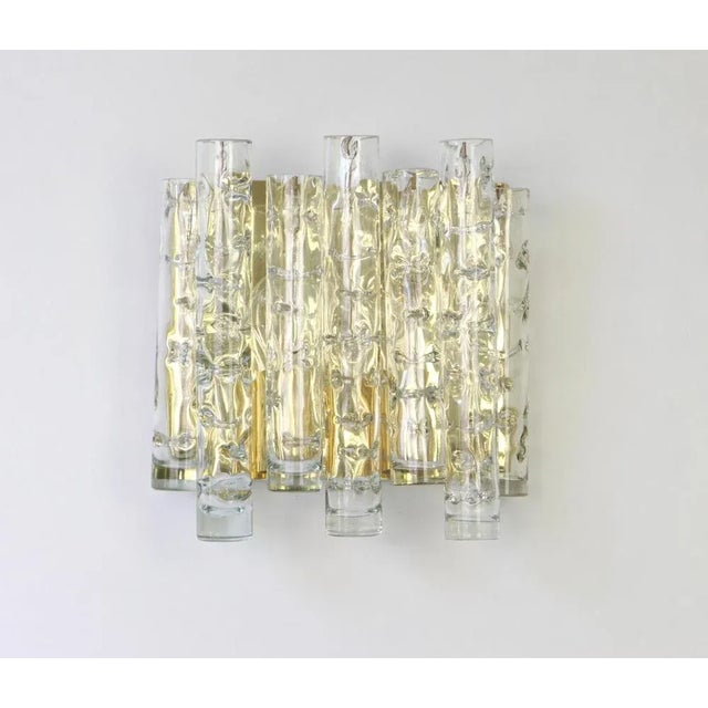 Wonderful pair of midcentury wall sconces with murano glass tubes, made by doria leuchten, germany, manufactured, circa...