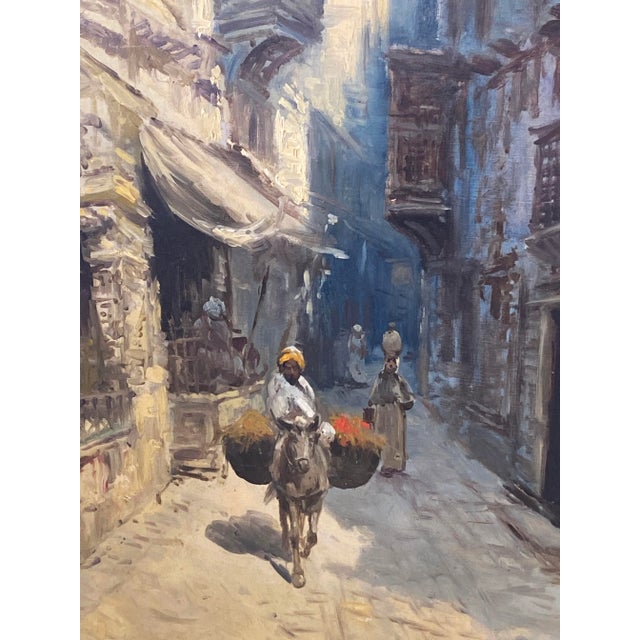 Superb Original Orientalist Painting Oil on Canvas Late 19th Century early 20th Century. Depicting street scene. Beautiful...