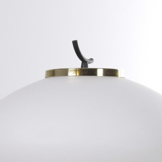 Metal Floor Lamp in Opaline Glass and Brass, 1950s For Sale - Image 7 of 12