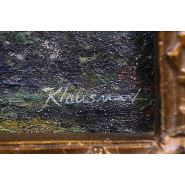 Late 20th Century Late 20th Century Klausman Impressionist Cottage River Trees Landscape Oil Painting 24" For Sale - Image 5 of 10