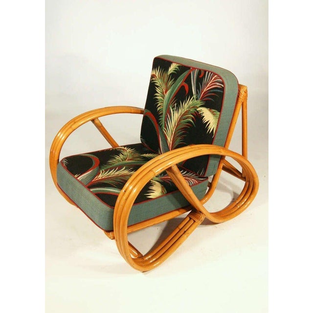 1950s Restored Mid Century Round Pretzel Arm Rattan Chair Set For Sale - Image 5 of 5
