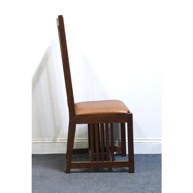 Wood Canadel Furniture Solid Oak Mission Style Arts & Crafts Dining Side Chair W. Leather Seat 80110 - Made in Canada For Sale - Image 7 of 11