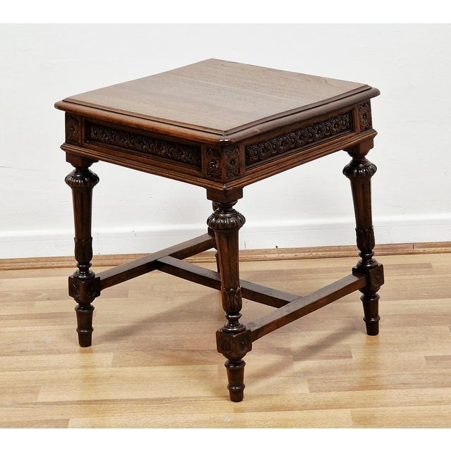 Umbertine Hand-Carved Walnut Side Tables, Italy, Late 19th Century, 1890s, Set of 2 For Sale - Image 5 of 14