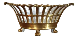 Early 19th Century French Empire Porcelain Navette Shape Basket