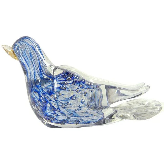 Blue Small Italian Glass Bird, Murano, 1970s For Sale - Image 8 of 8