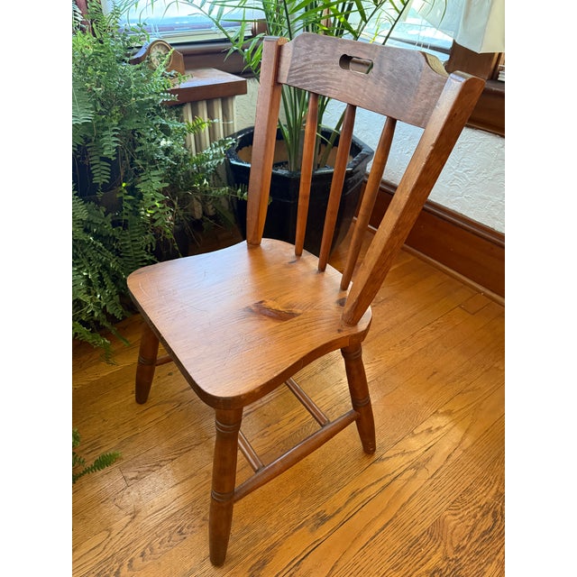 Vintage Arts and Crafts Style Wooden Spindle Back Side Chair For Sale - Image 12 of 12