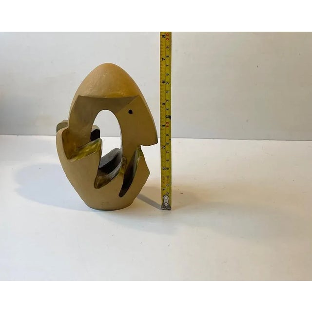 Light Yellow Surrealist Entity in Glazed Ceramic by Aksel Hansen, 1960s For Sale - Image 8 of 9