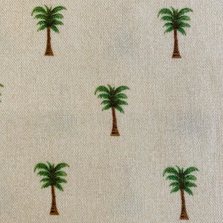 Spectrum Fabrics Designer Lillian August Brown Cream & Green Tropical Palm Tree Fabric- 1.97 Yards For Sale