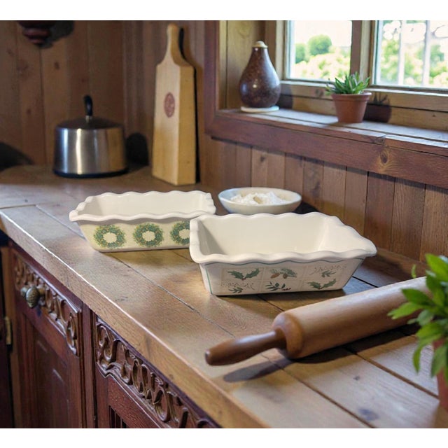 Bring classic holiday charm to your table with this matching set of two Nantucket stoneware baking dishes. Featuring a...